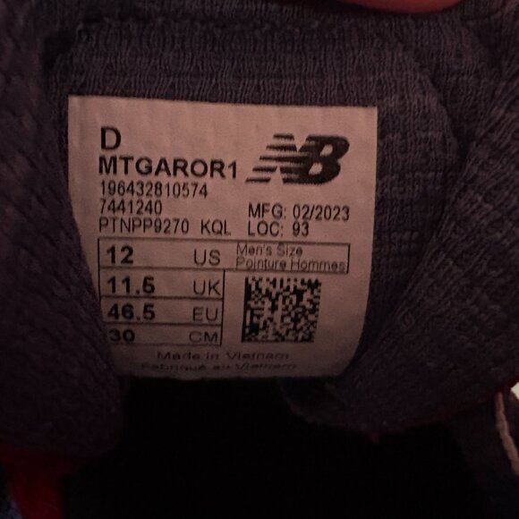 WORN ONCE Mens New Balance Fresh Foam Garoe V1 MTGAROR1 Running Shoes Sz 12 D